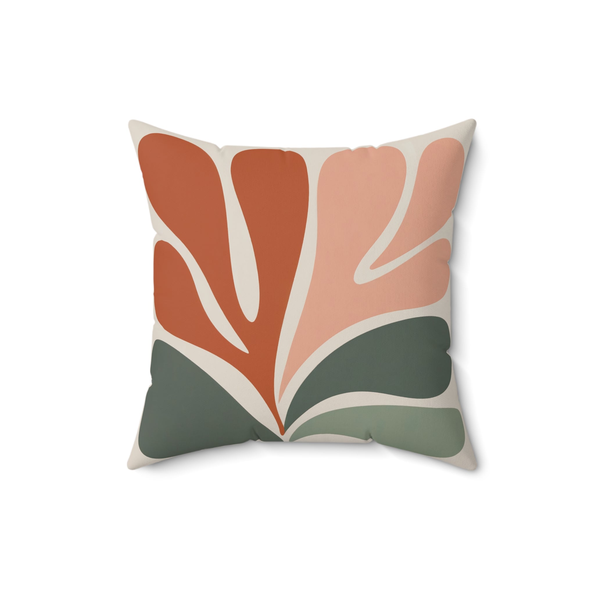 Mid Century Cushion | Abstract Floral Throw Pillow in Terracotta Rust Blush Sage