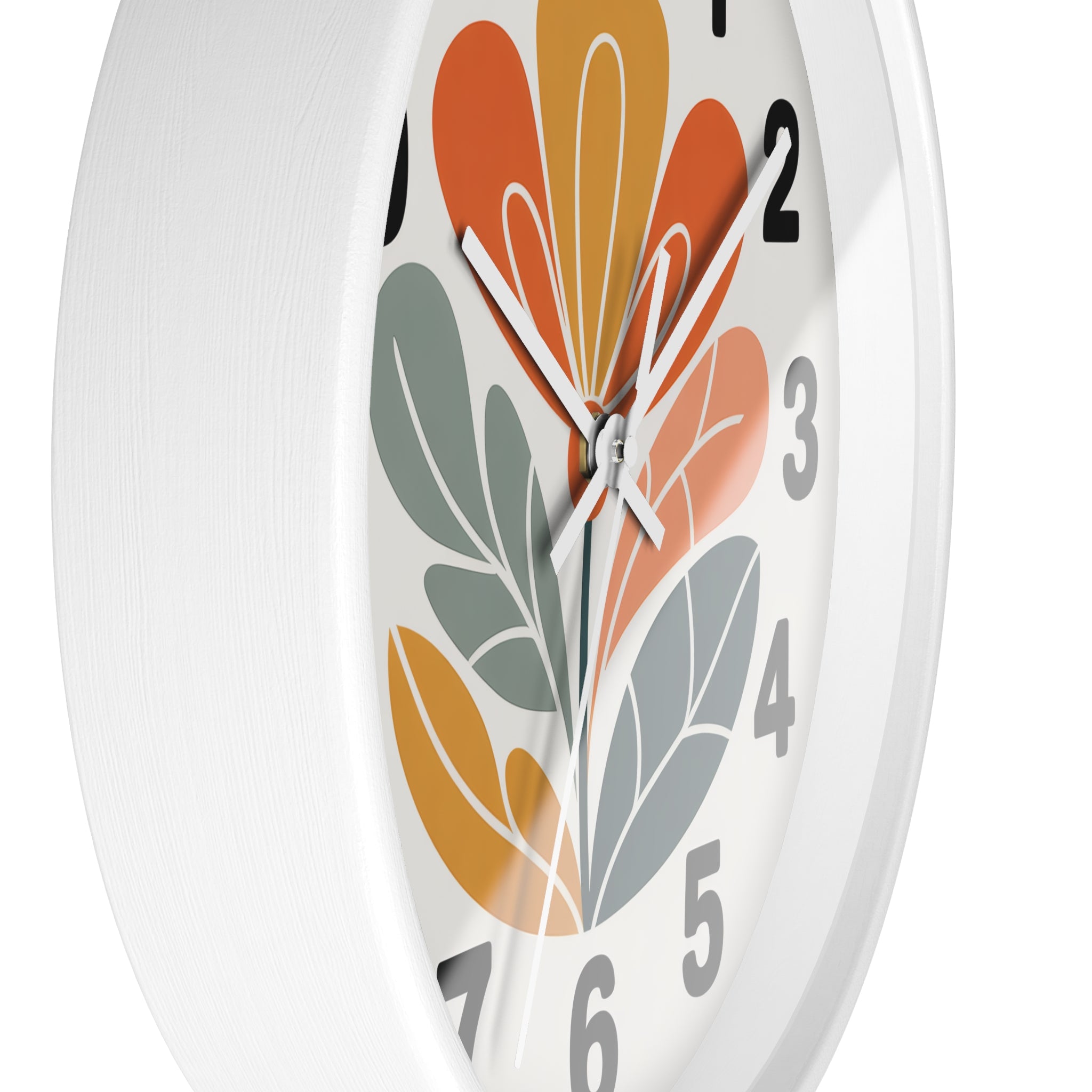 Mid-Century Graphic Flower Wall Clock | Scandinavian Retro Floral Clock