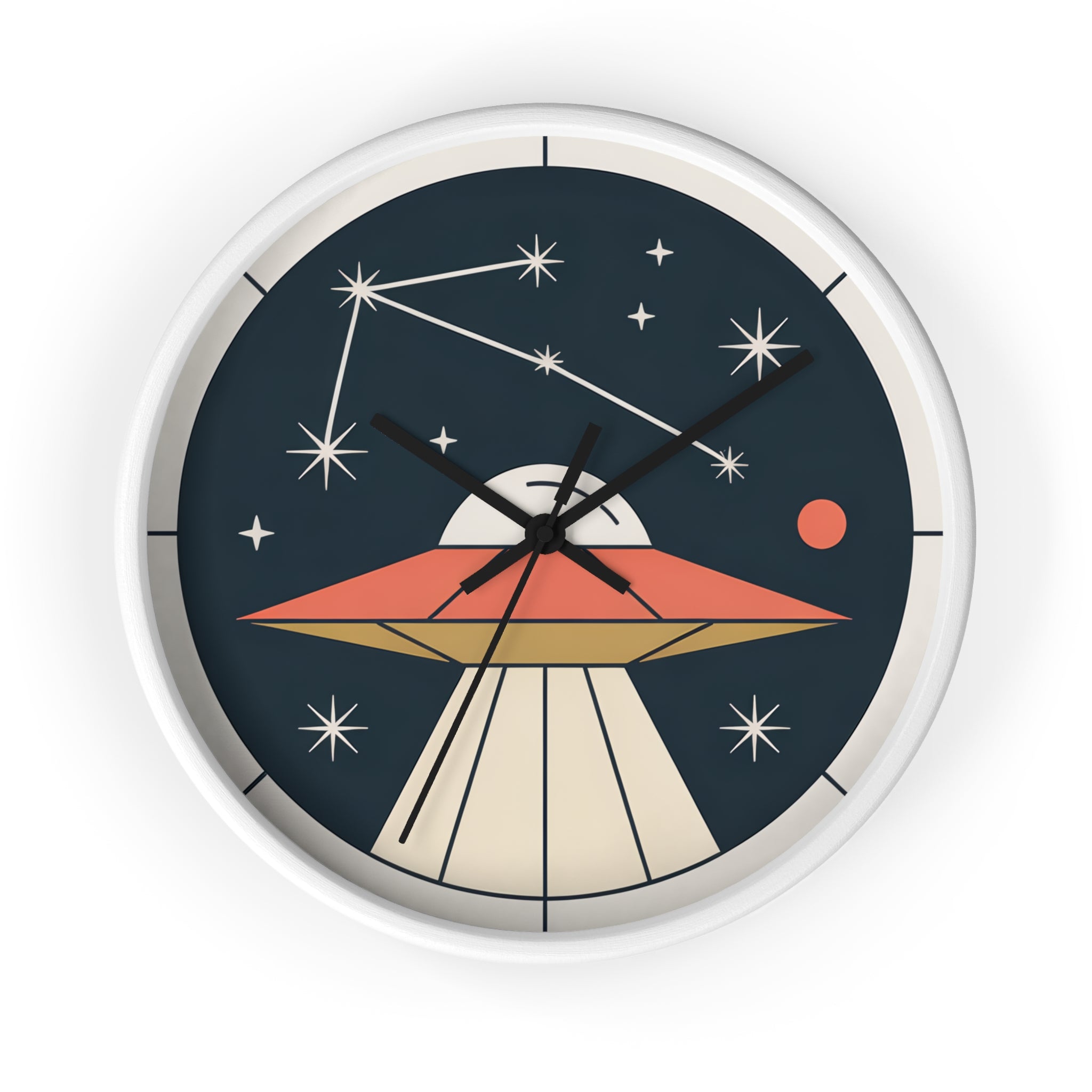 Mid Century Modern Clock, UFO Constellation Wall Clock, Minimal Space Age Decor, Atomic Star Diagram, Retro Sci Fi