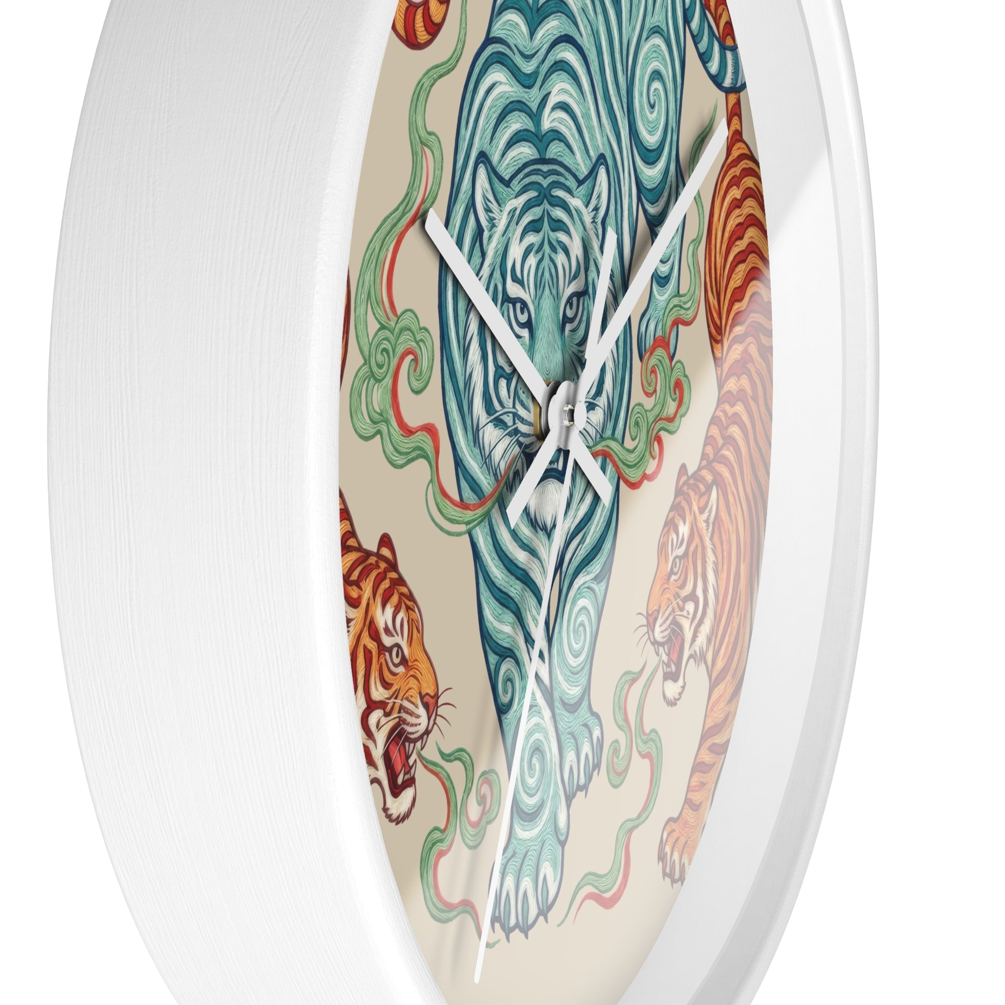 Chinoiserie Three Tigers Wall Clock | Mid Century Modern