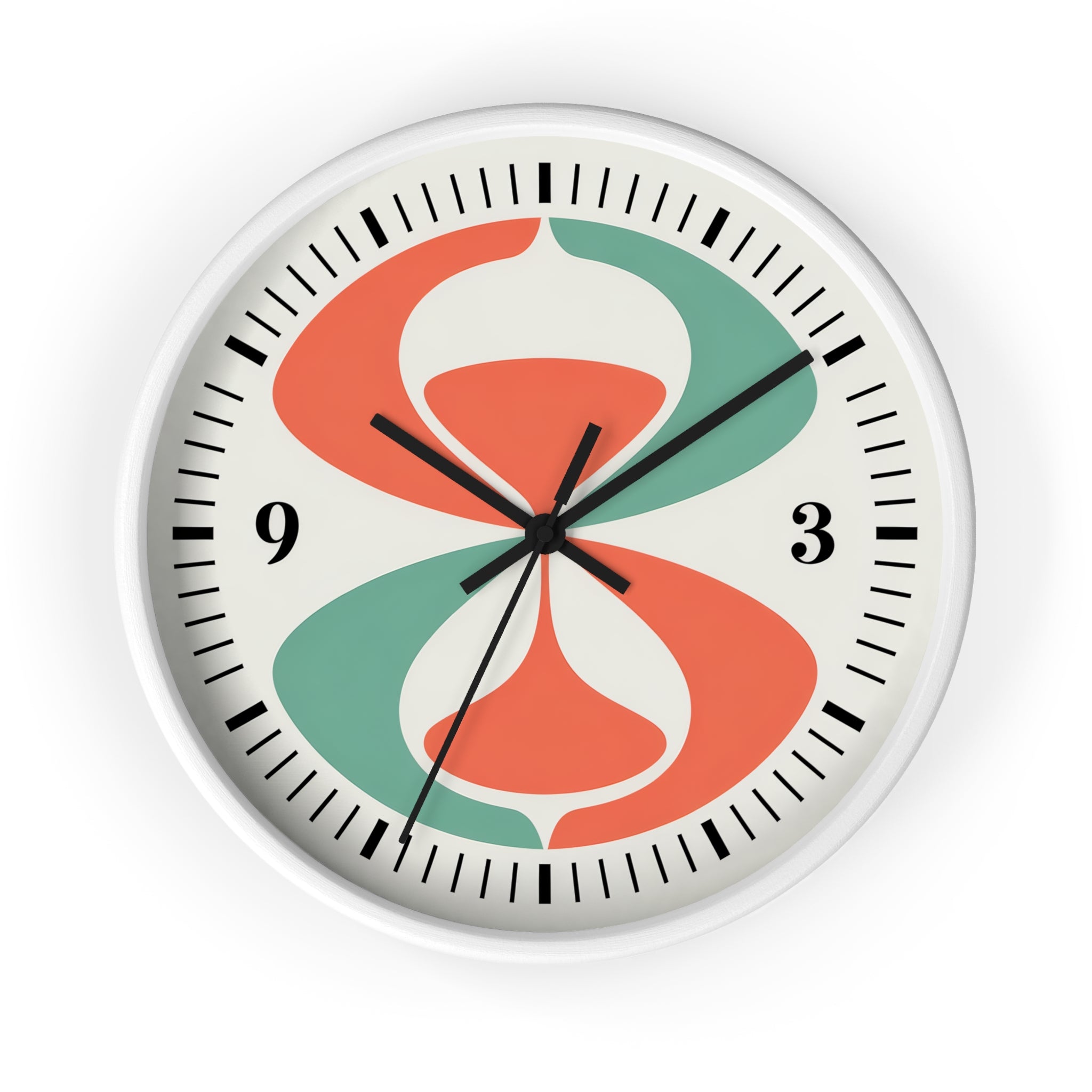 Mid Century Modern Clock | Atomic Retro Minimalist Abstract Hourglass Wall Clock