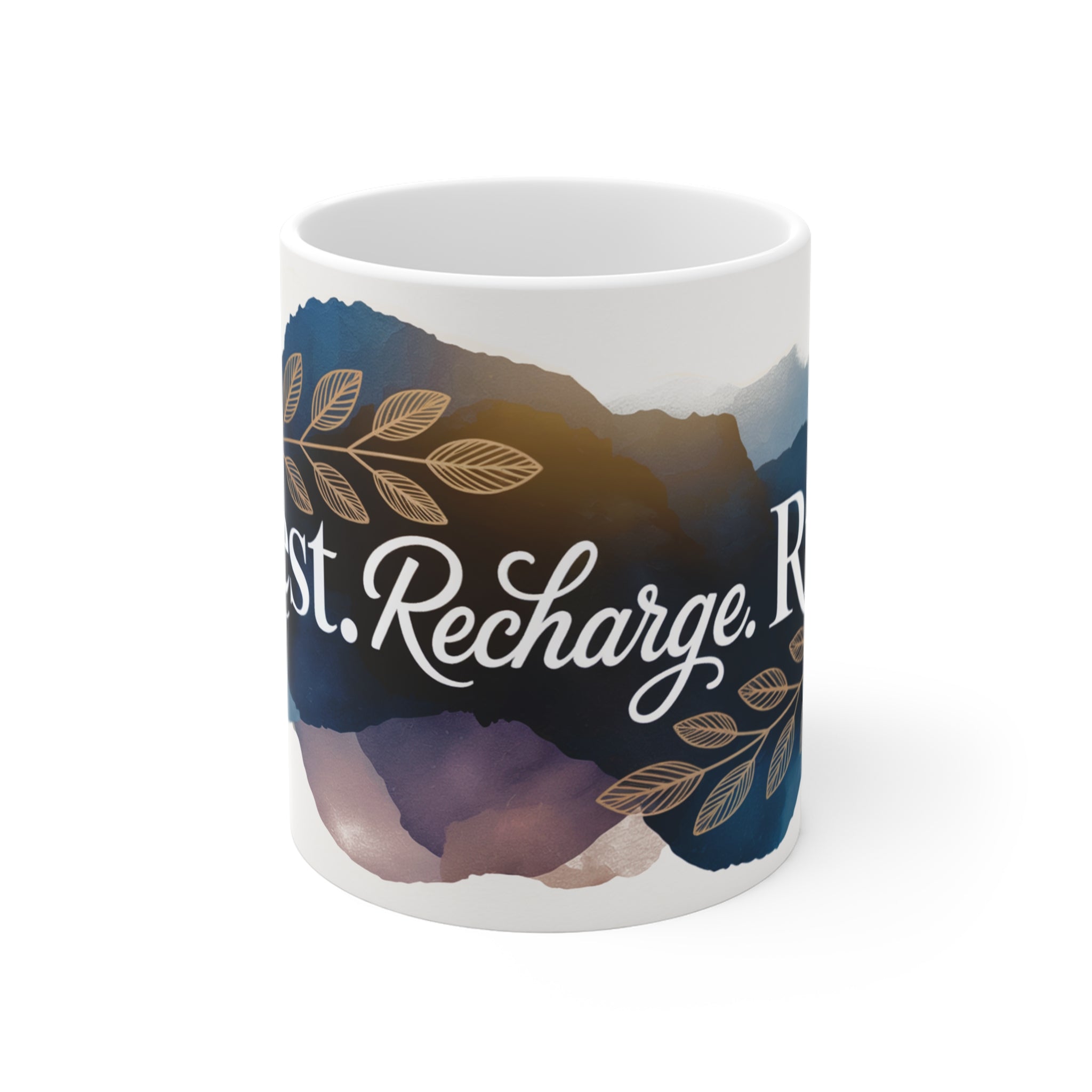 Rest Recharge Rise Mug | Motivational Coffee Mug, Mindful Gift, Inspirational Quote Mug