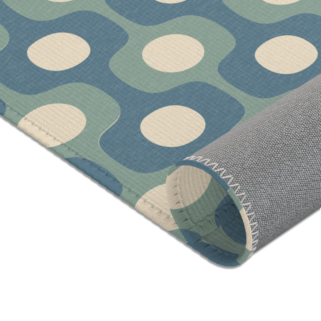 Halo Mid-Century Geometry Area Rug | Blue Sage Cream Nursery Rug