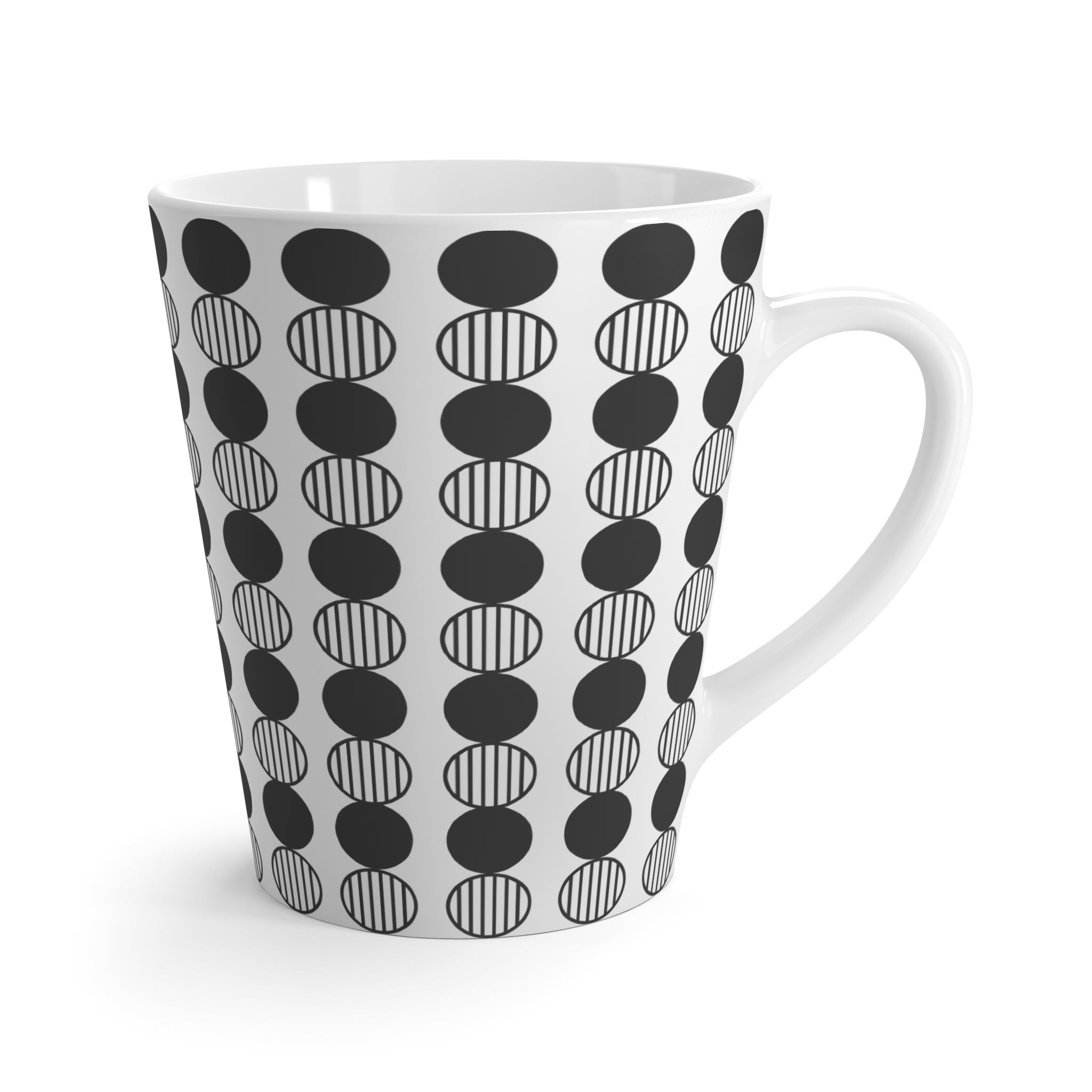 Mid-Century Modern Coffee Mug, Black and White Geometric Pattern, Minimalist MCM Drinkware