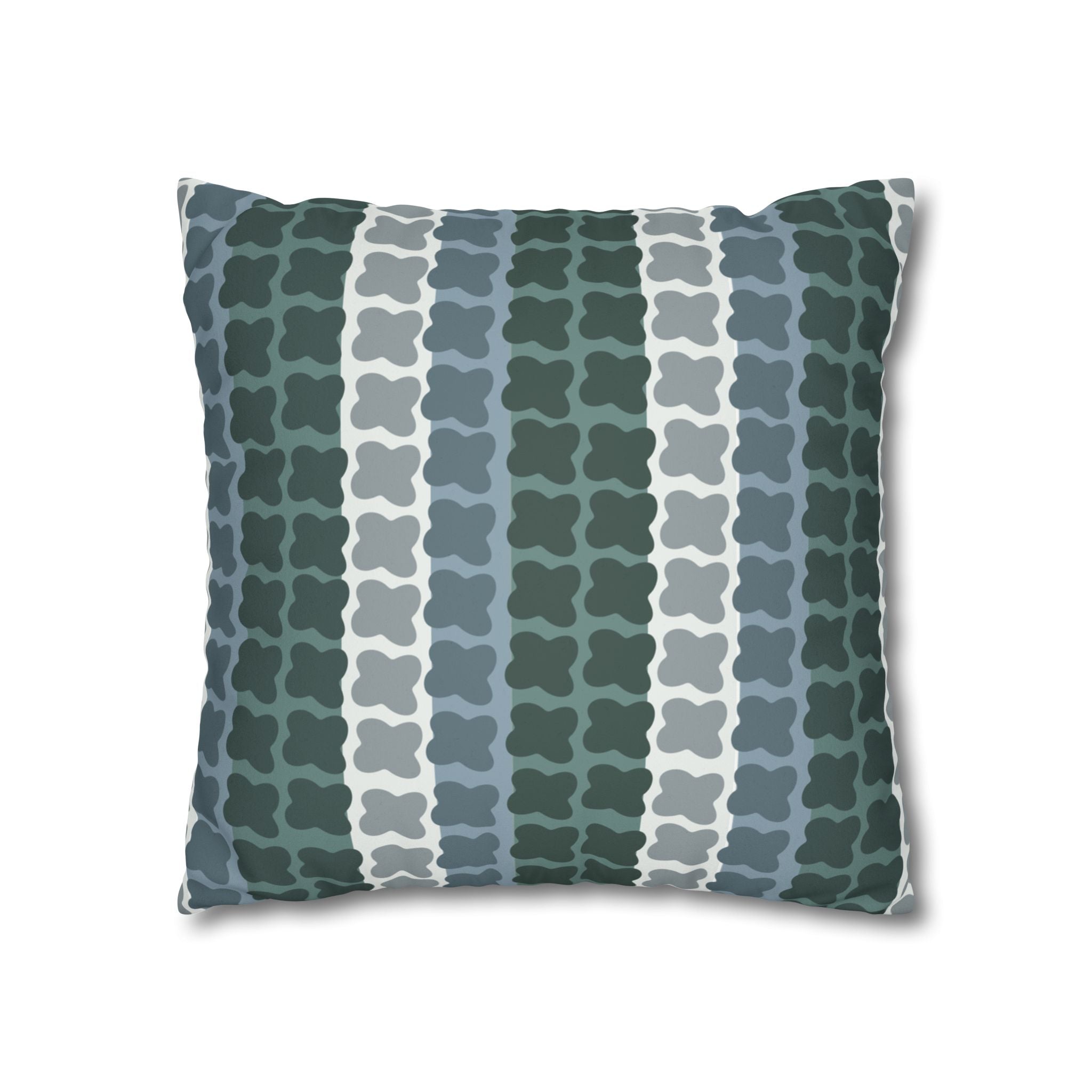 Mid Century Modern Geometric Pillow Cover | 1960s Inspired Retro Green Pattern | Faux Suede MCM Throw Pillow Cover