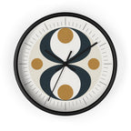 Mid Century Modern Clock | Atomic Retro Minimalist Hourglass Wall Clock