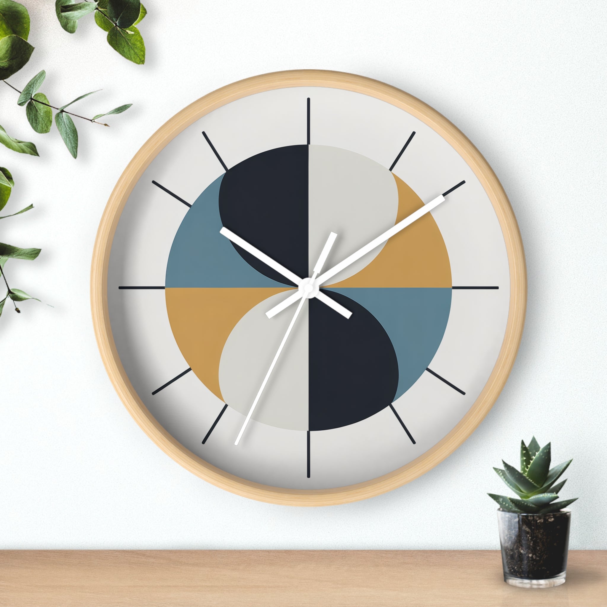 Mid Century Modern Clock | Atomic Retro Minimalist Geometric Hourglass Wall Clock