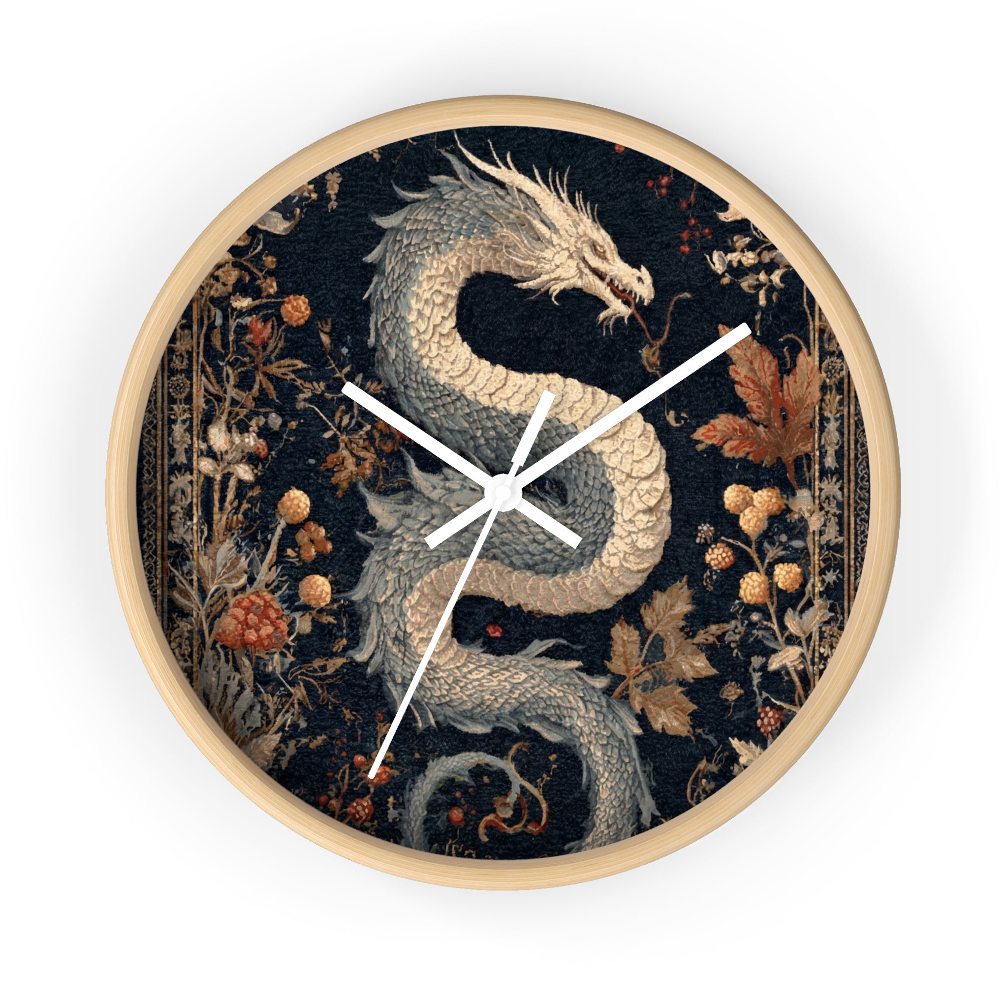 Botanical Dragon Tapestry Clock | Dark Academia Cottage Goth Decor