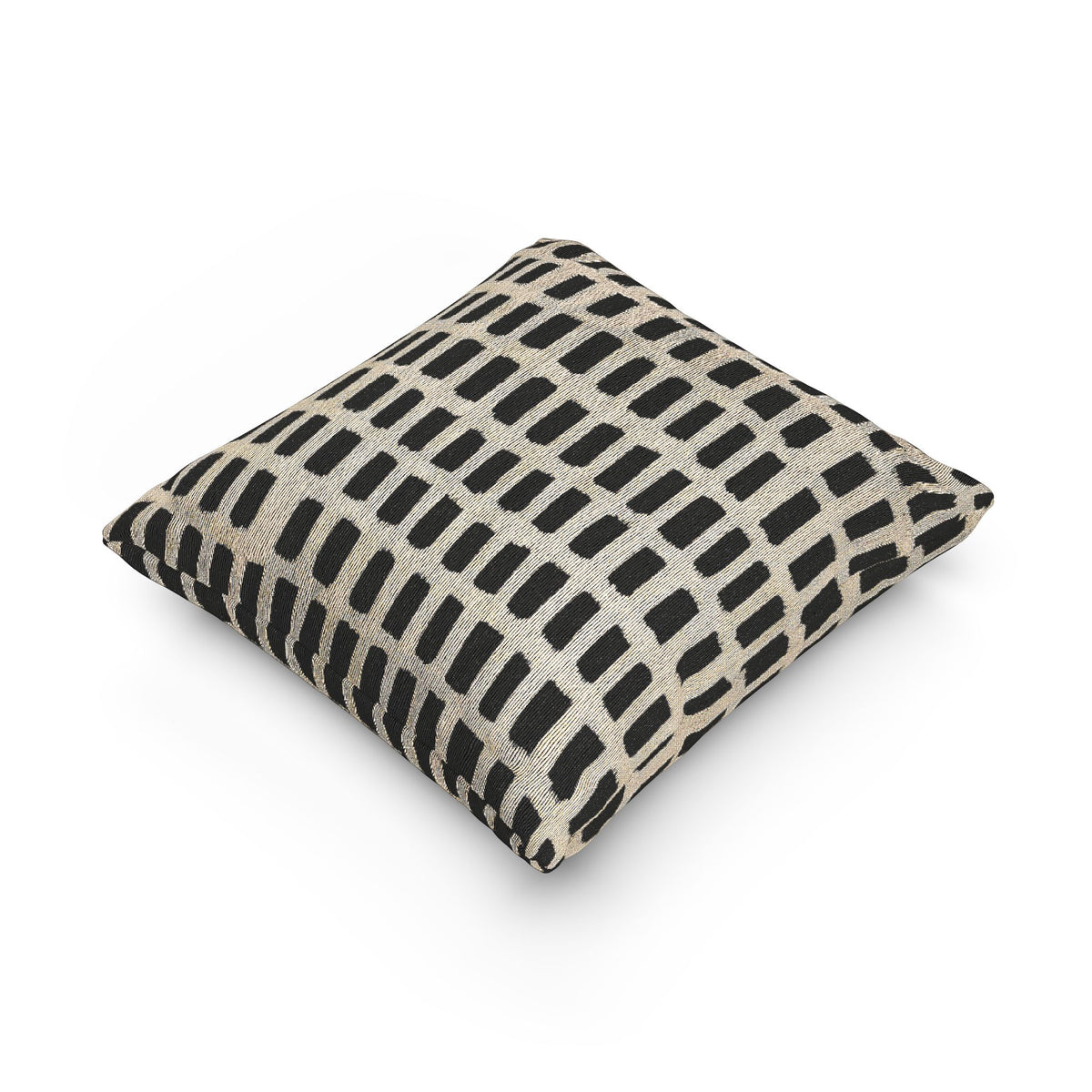 Cream & Black Dash Grid Woven Pillow | Modern Neutral Decor