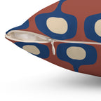 Terracotta Navy Geometric Throw Pillow | Mid Century