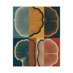 Tree Ring Abstract Poster | Teal Mustard Japandi Decor