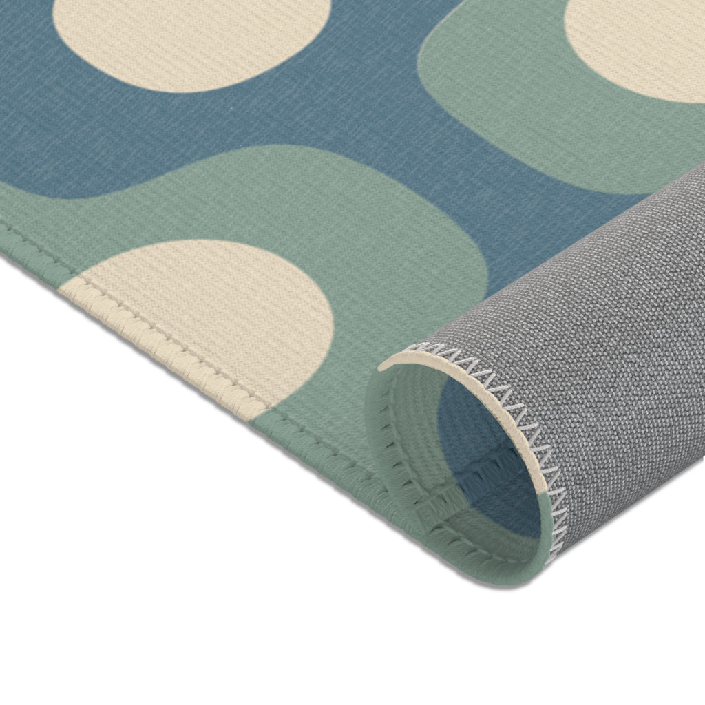 Halo Mid-Century Geometry Area Rug | Blue Sage Cream Nursery Rug