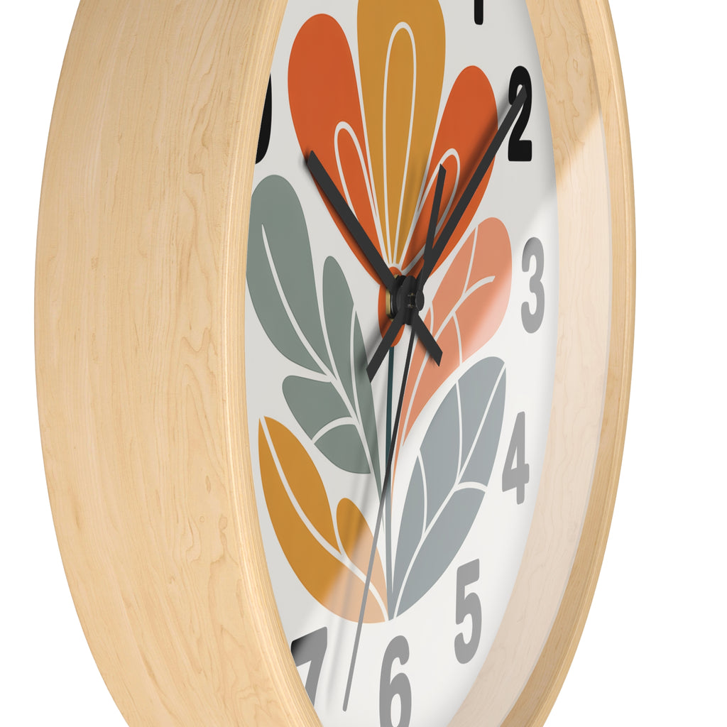 Mid-Century Graphic Flower Wall Clock | Scandinavian Retro Floral Clock