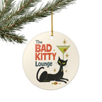 Bad Kitty Black Cat Martini Ornament | Retro Christmas Decor