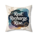 Rest Recharge Rise Throw Pillow | Motivational Decor