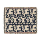 Scandinavian Dala Horse Woven Throw Blanket  | Nordic Folk Art Throw