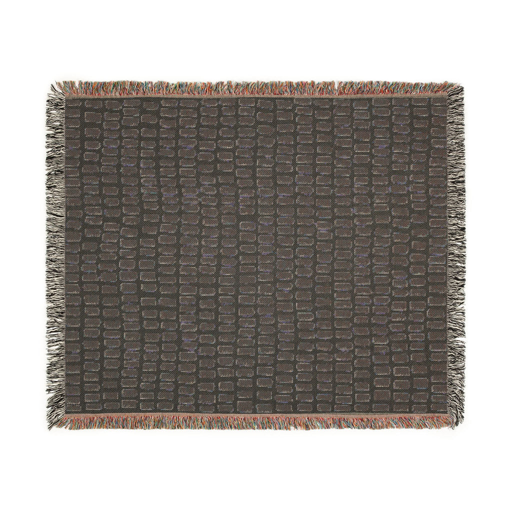 Updated Hand-Drawn Grid Texture Woven Blanket | Cream Background