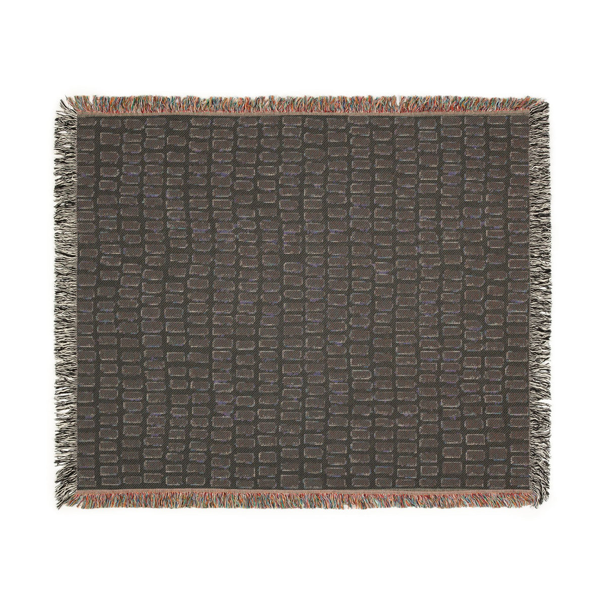 Updated Hand-Drawn Grid Texture Woven Blanket | Cream Background