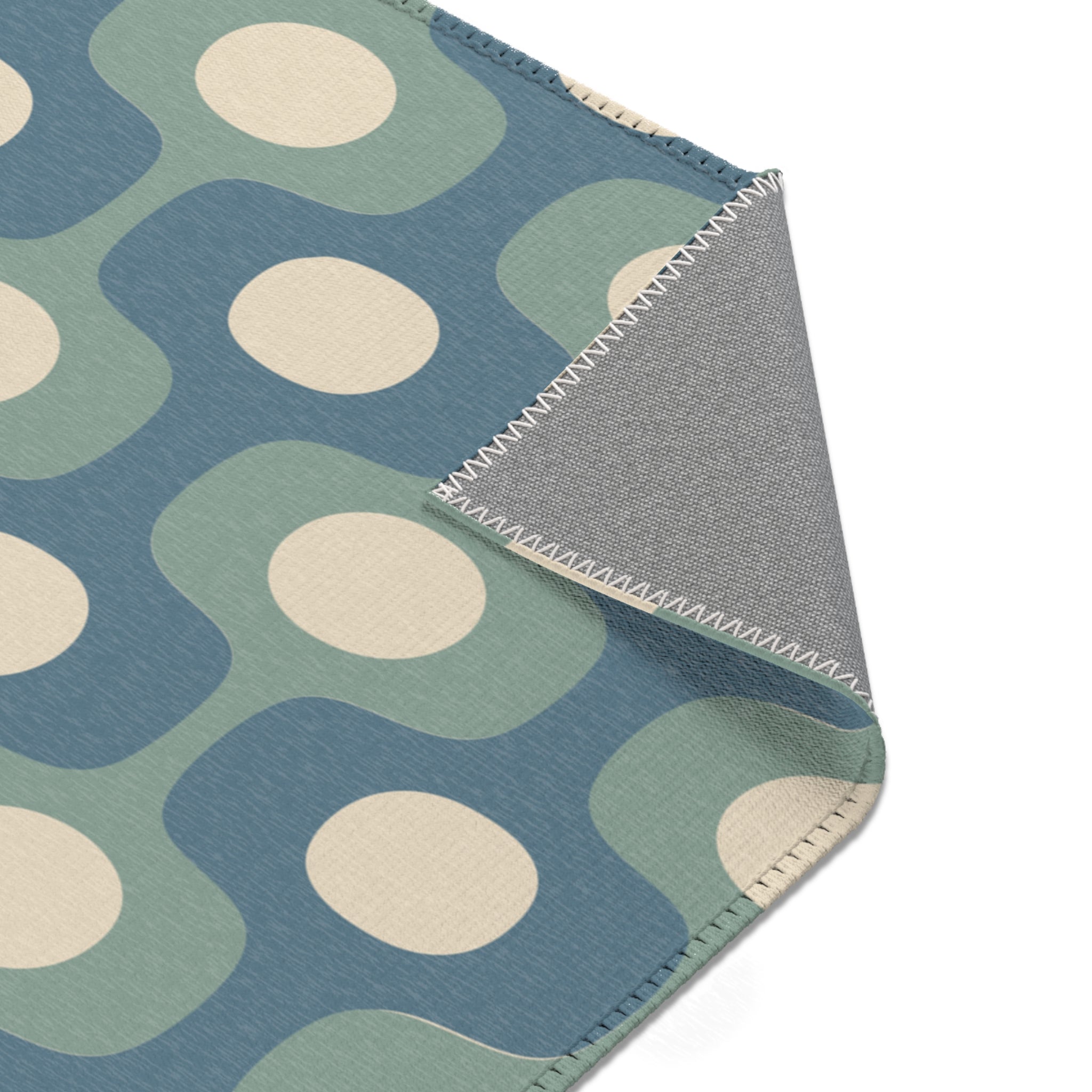 Halo Mid-Century Geometry Area Rug | Blue Sage Cream Nursery Rug