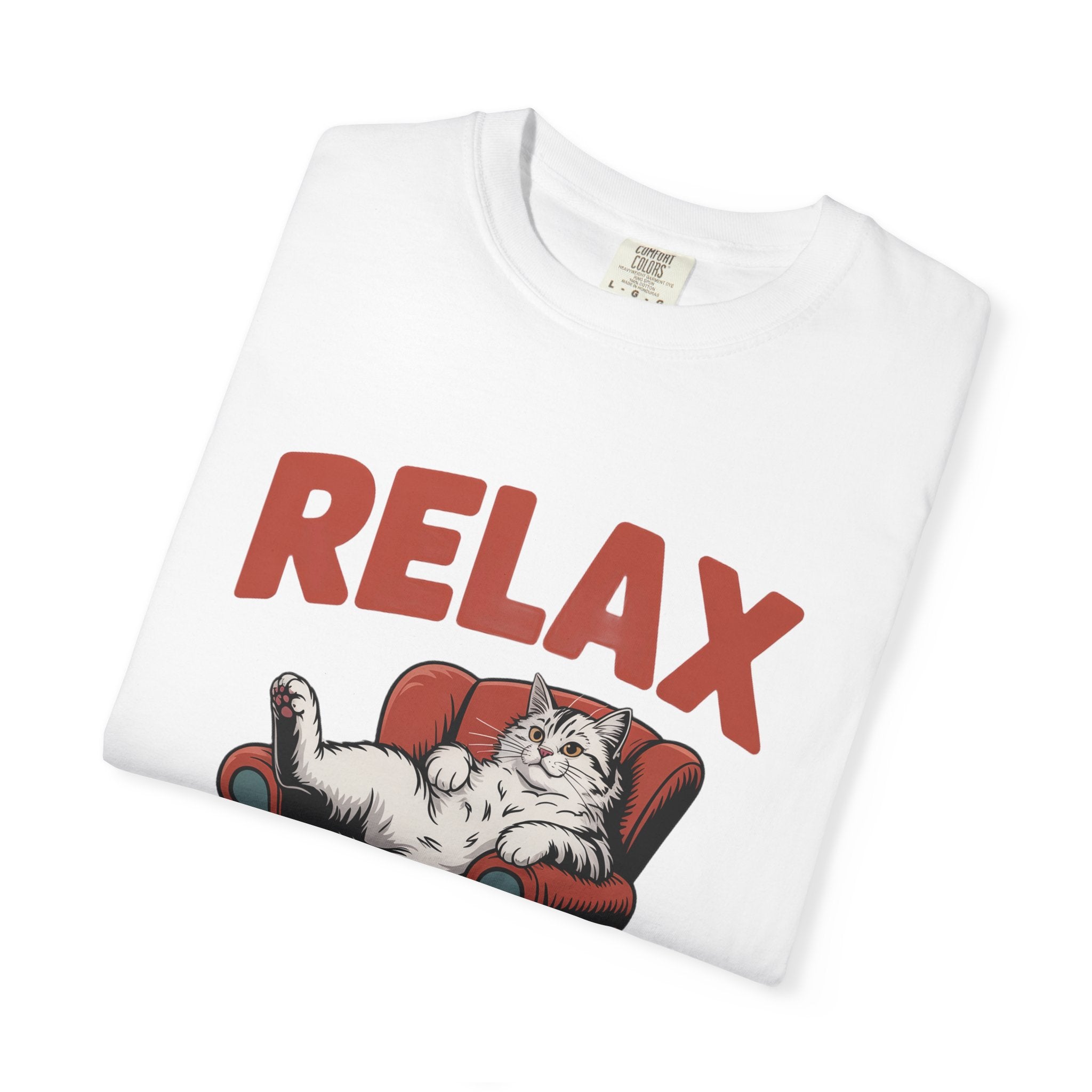 Funny Cat Shirt, Relax The Laundry Can Develop Character Tee, Retro Cat Lover Gift, Vintage Lazy Cat Graphic