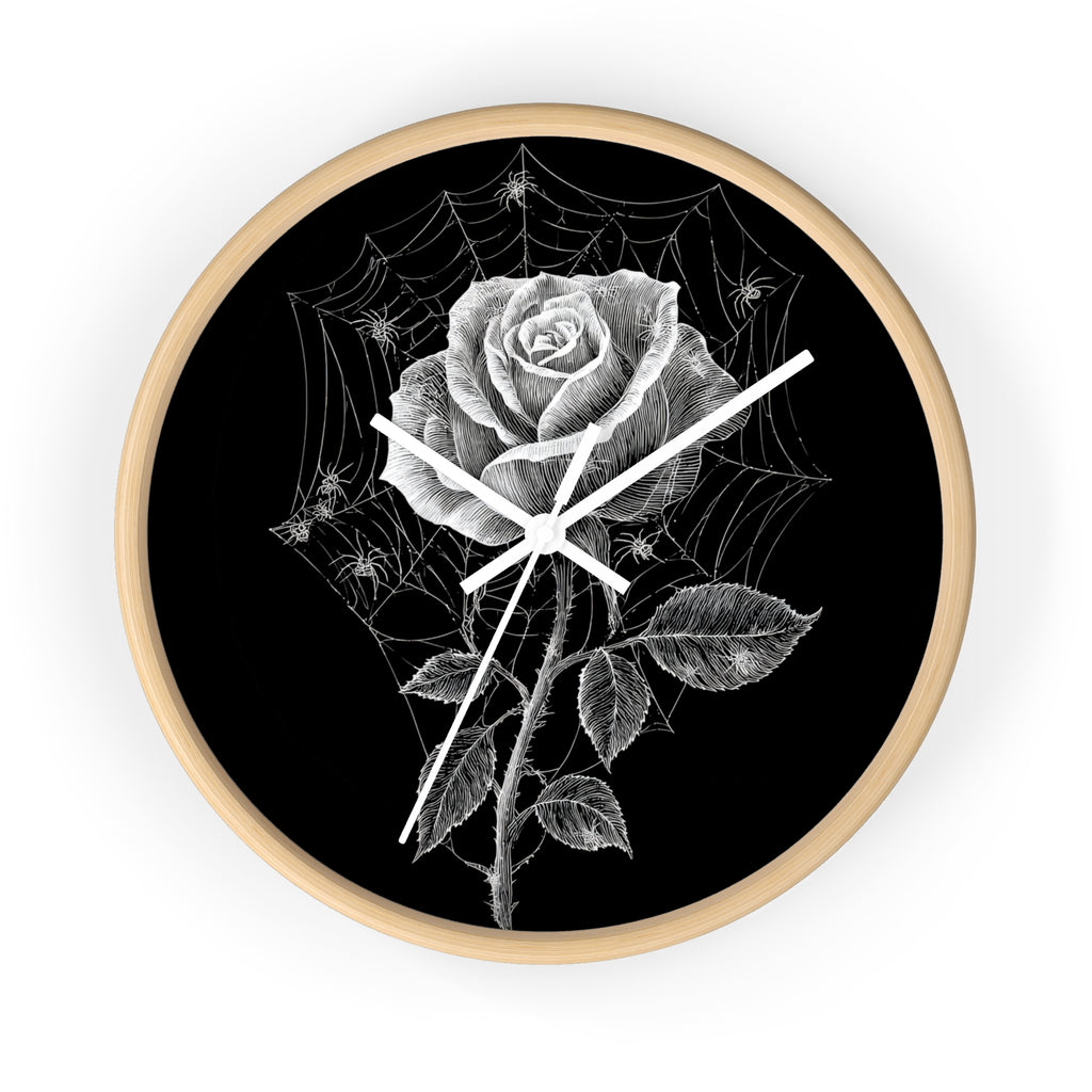 Gothic Rose Spiderweb Wall Clock | Victorian Dark Academia Decor