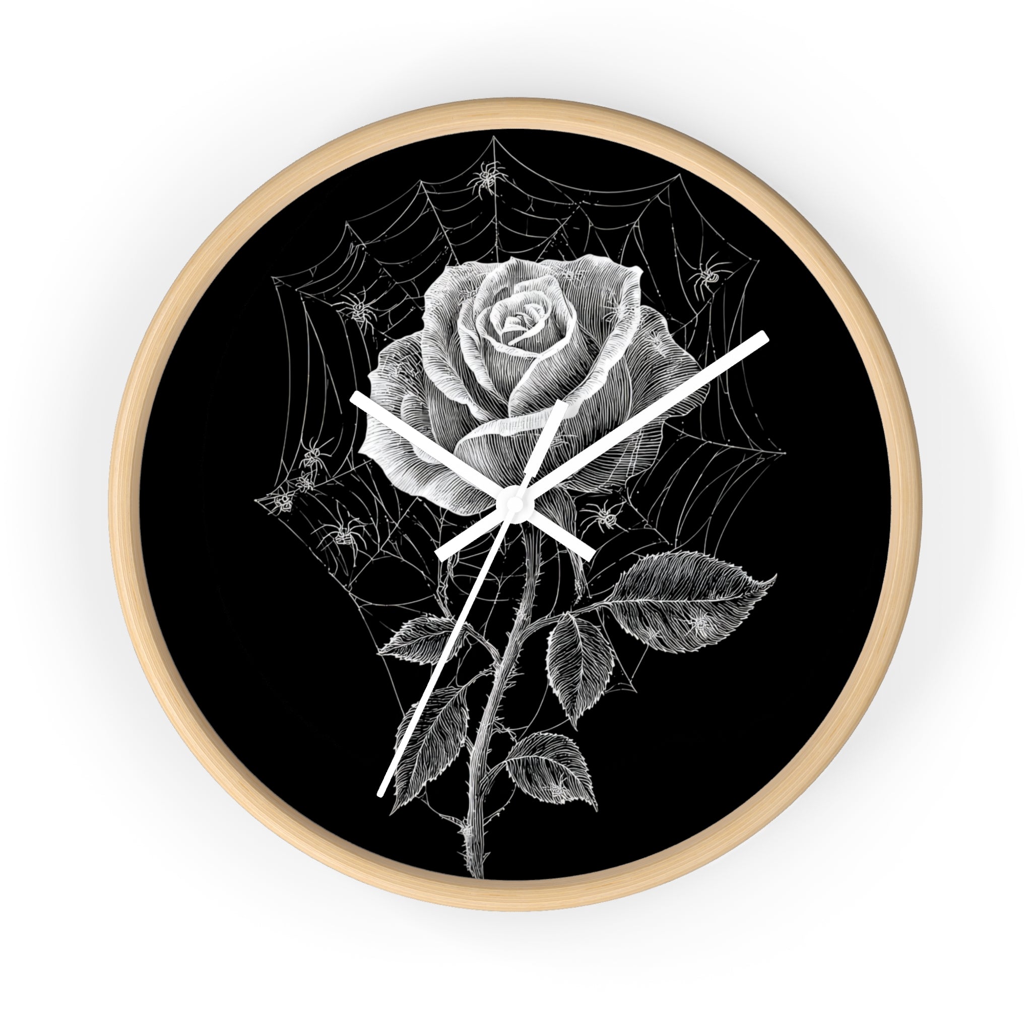 Gothic Rose Spiderweb Wall Clock | Victorian Dark Academia Decor