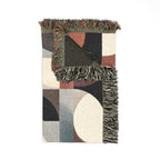 Mid-Century Geometric Woven Blanket | Rust & Teal Throw