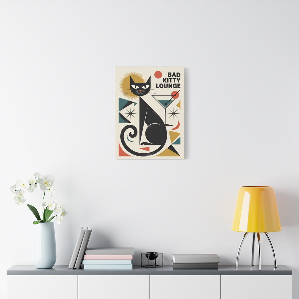 Art Deco Black Cat Martini Canvas | Bad Kitty