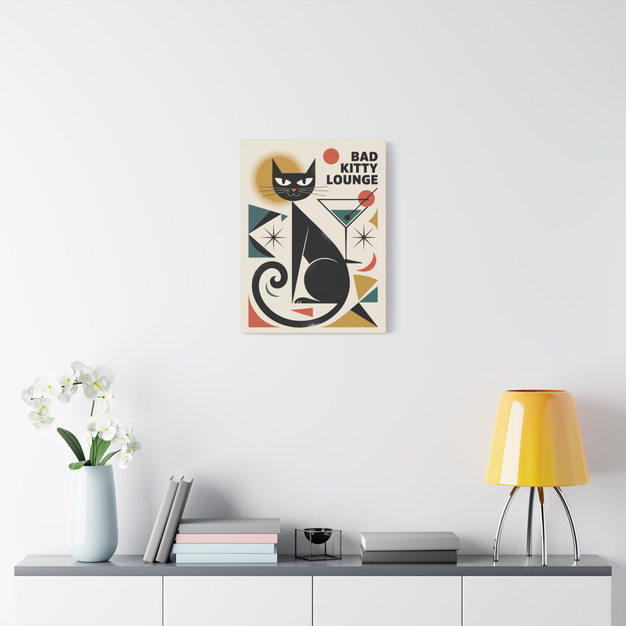 Art Deco Black Cat Martini Canvas | Bad Kitty