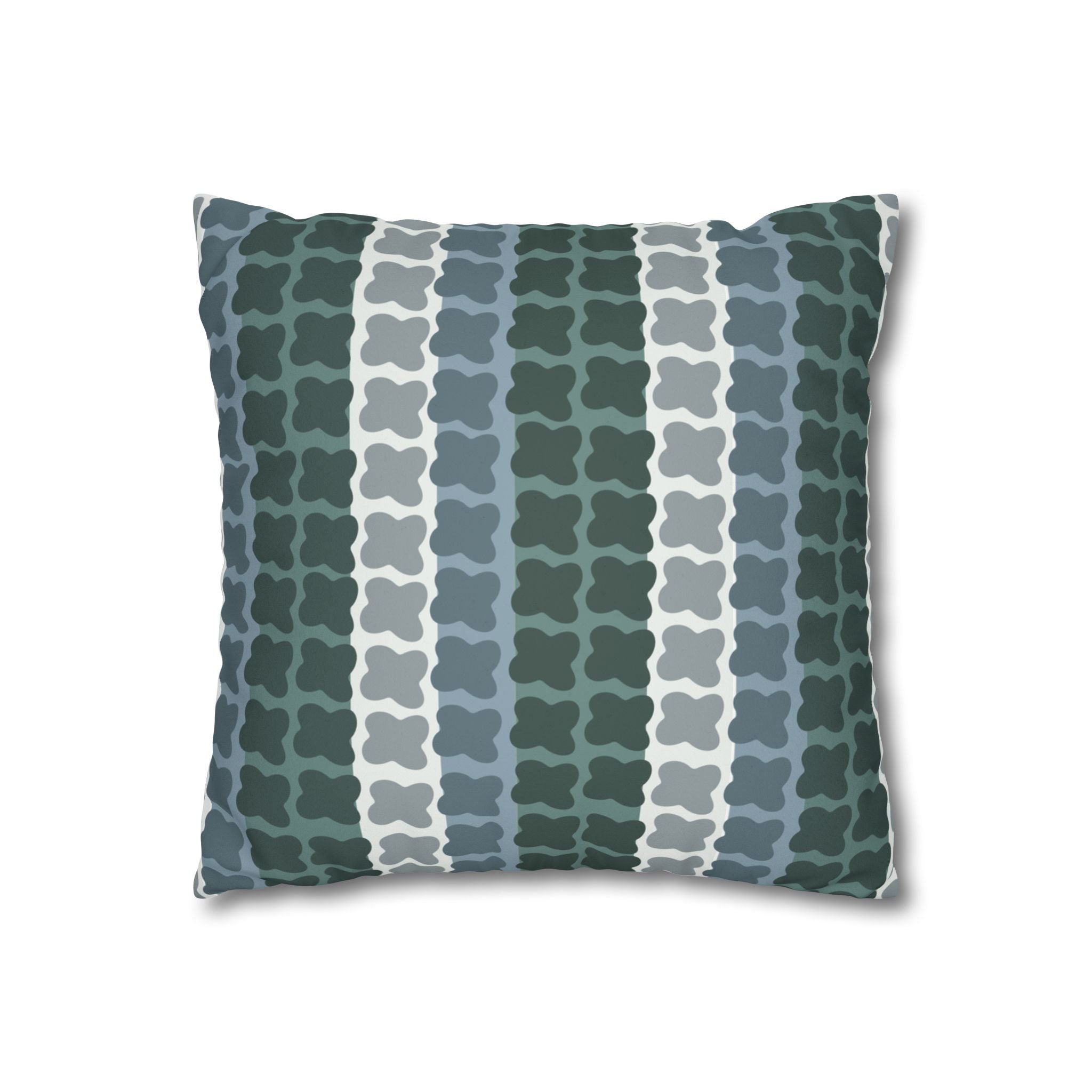 Mid Century Modern Geometric Pillow Cover | 1960s Inspired Retro Green Pattern | Faux Suede MCM Throw Pillow Cover
