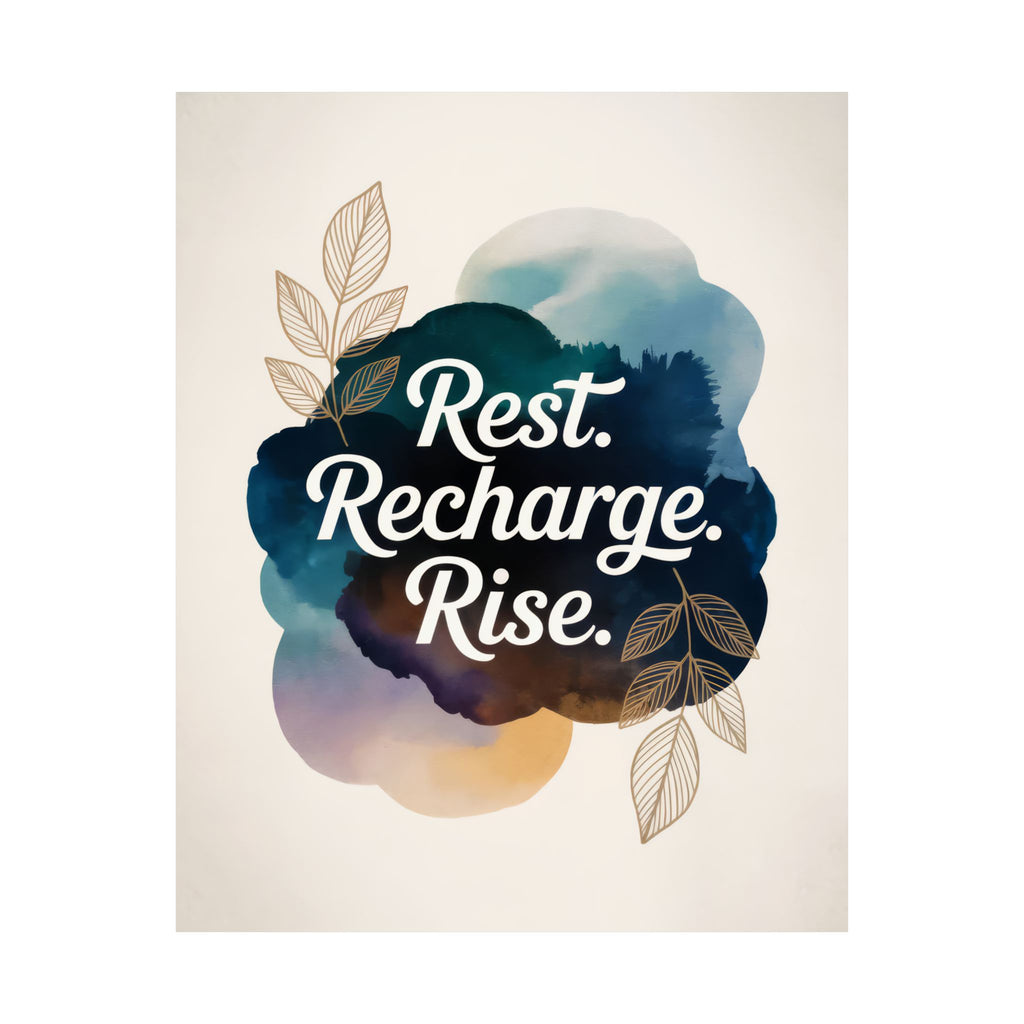 Rest Recharge Rise Poster | Motivational Wall Art, Modern Minimalist Print, Mindfulness Decor