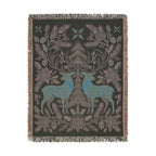 Folk Fox & Floral Woven Blanket | Tapestry Throw