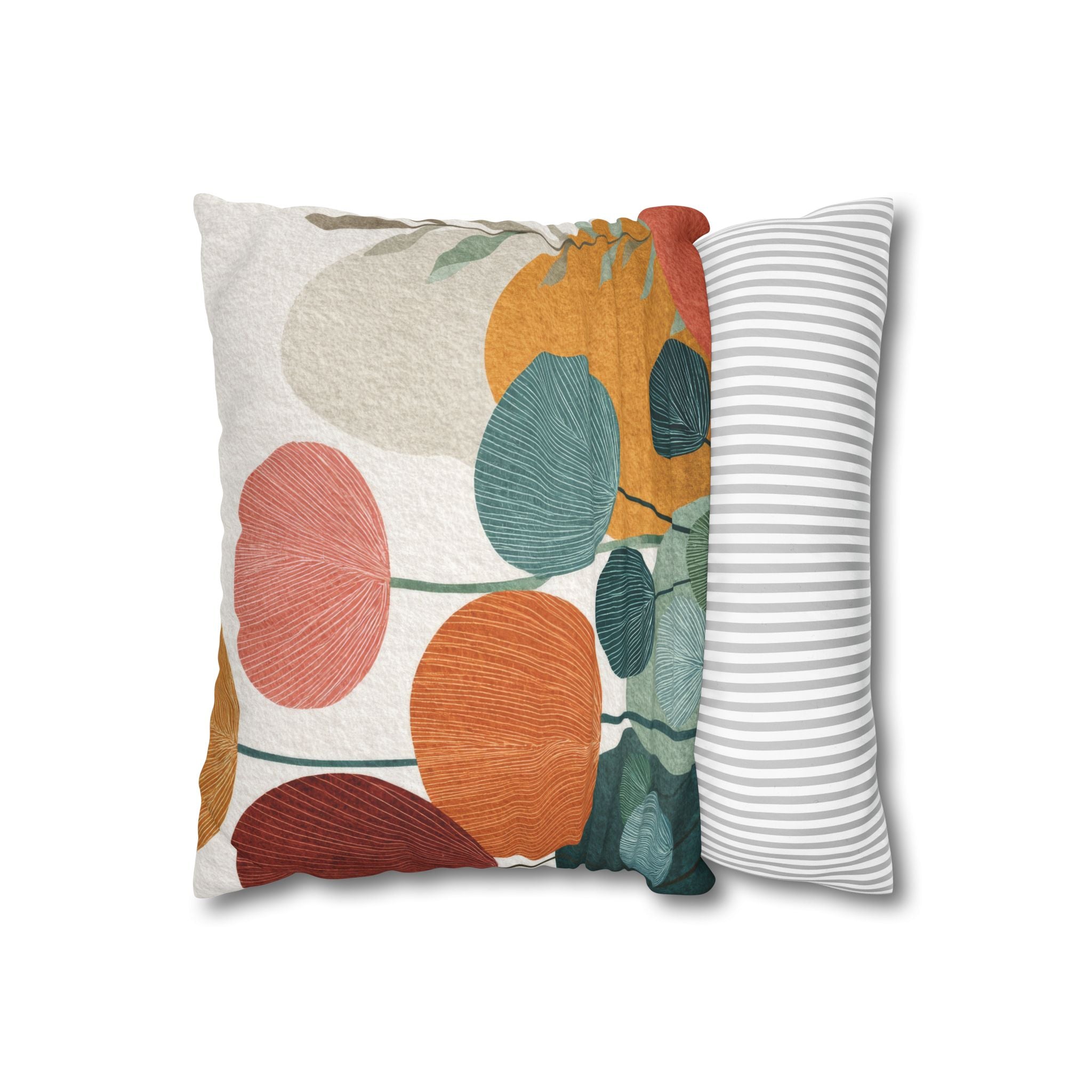 Copy of Mid-Century Watercolor Botanical Faux Suede Square Pillowcase