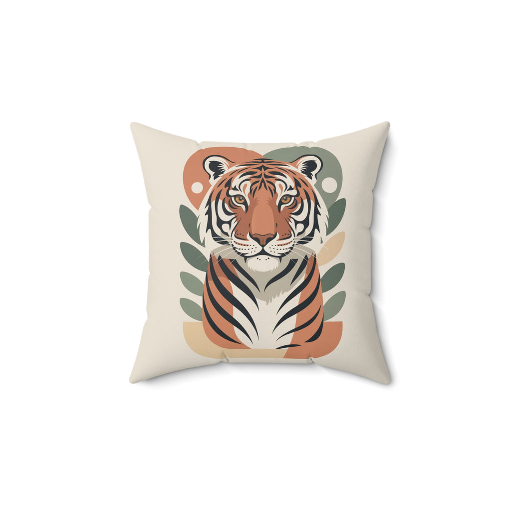 Mid Century Modern Tiger Throw Pillow | Retro Jungle Animal Art Cushion