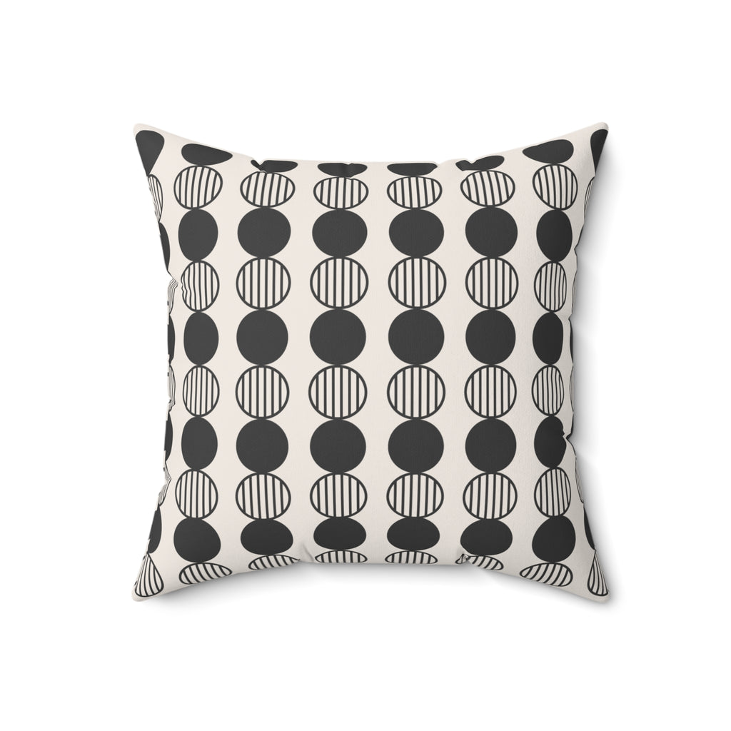 Mid-Century Modern Geometric Throw Pillow, Monochrome Circle Pattern, Modern Sofa Accent