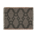 Blue Scandinavian Fish Woven Blanket | Nordic Folk Art Throw