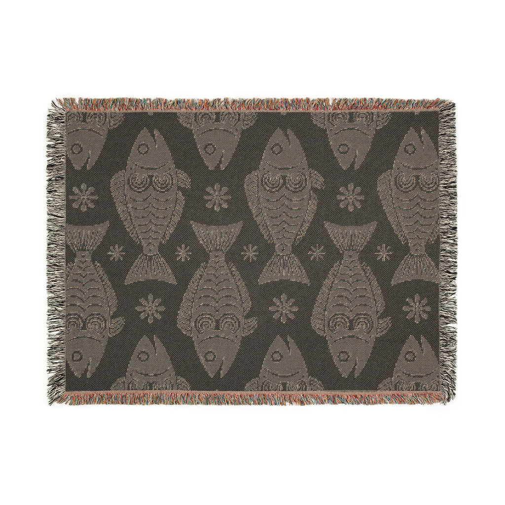 Scandinavian Dala Fish Pattern Woven Blanket | Folk Art