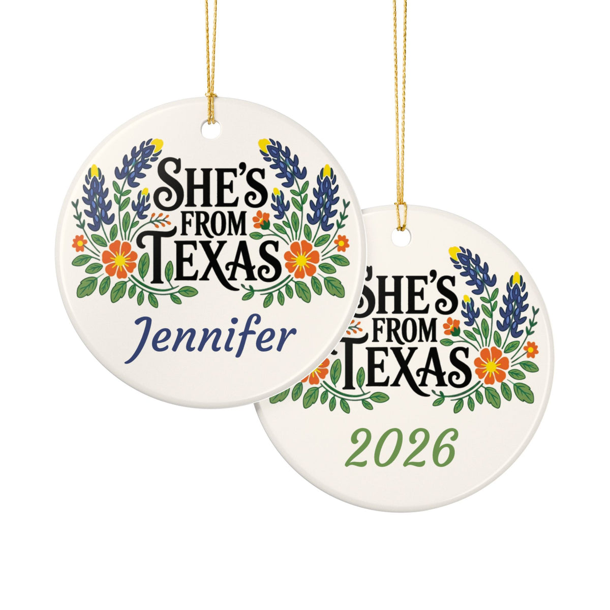 She's From Texas Ornament | Personalized Name & Year