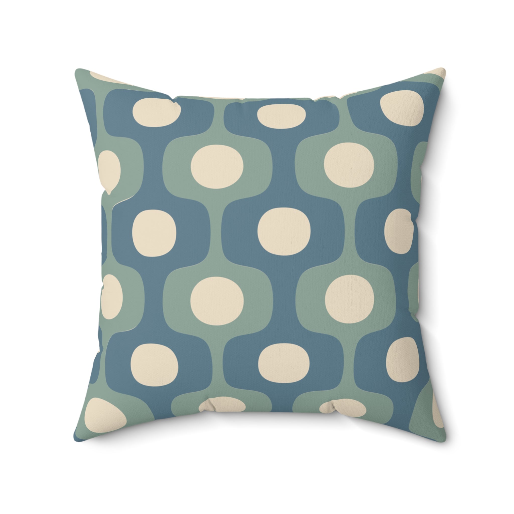 Mid-Century Geometric Pattern Square Pillow | Teal Sage Cream