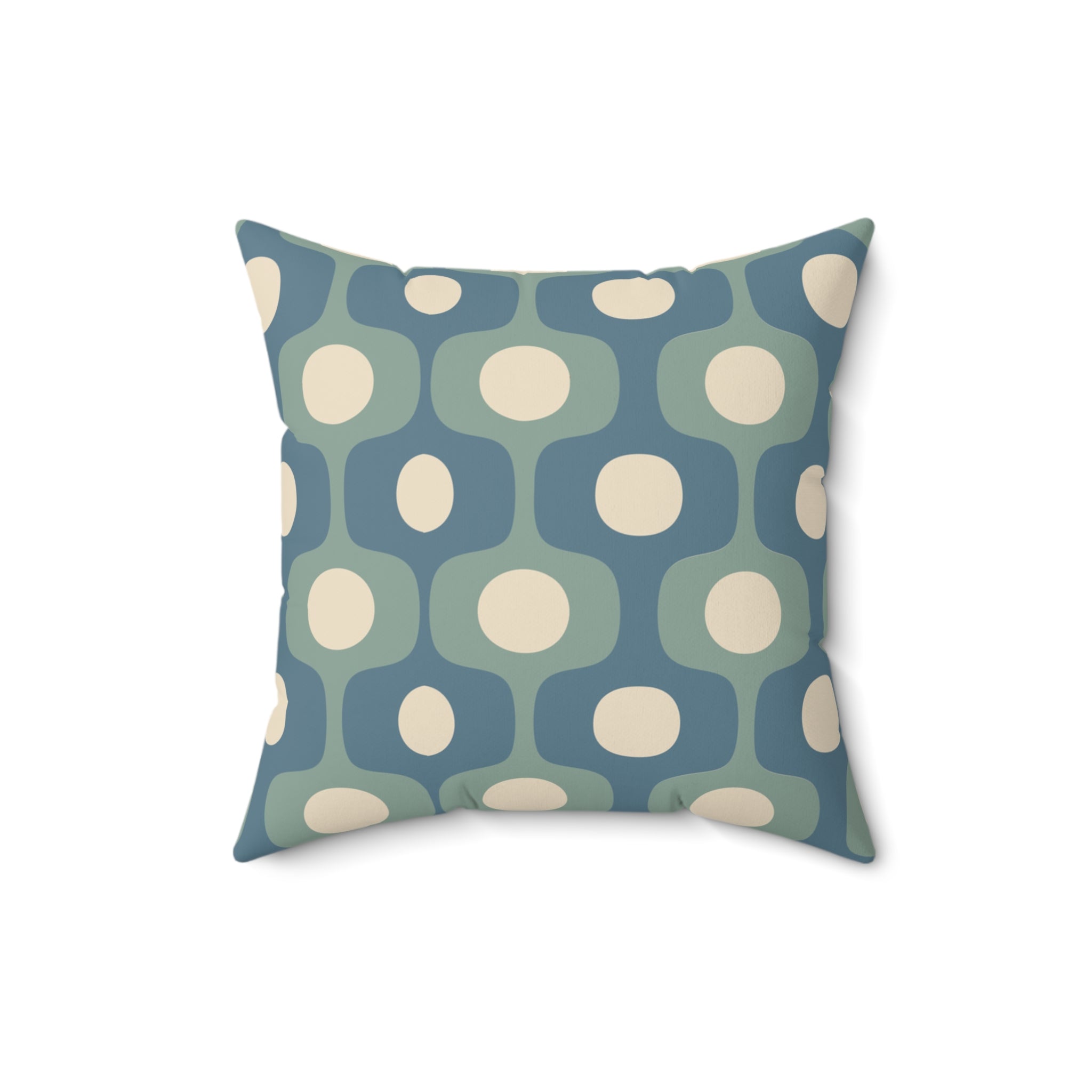 Mid-Century Geometric Pattern Square Pillow | Teal Sage Cream