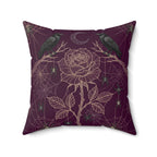 Gothic Spiderweb Rose Pillow | Burgundy Decorative Throw Pillow