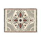 Boho Floral Medallion Woven Blanket | Southwestern Tile Pattern, Fringe Throw