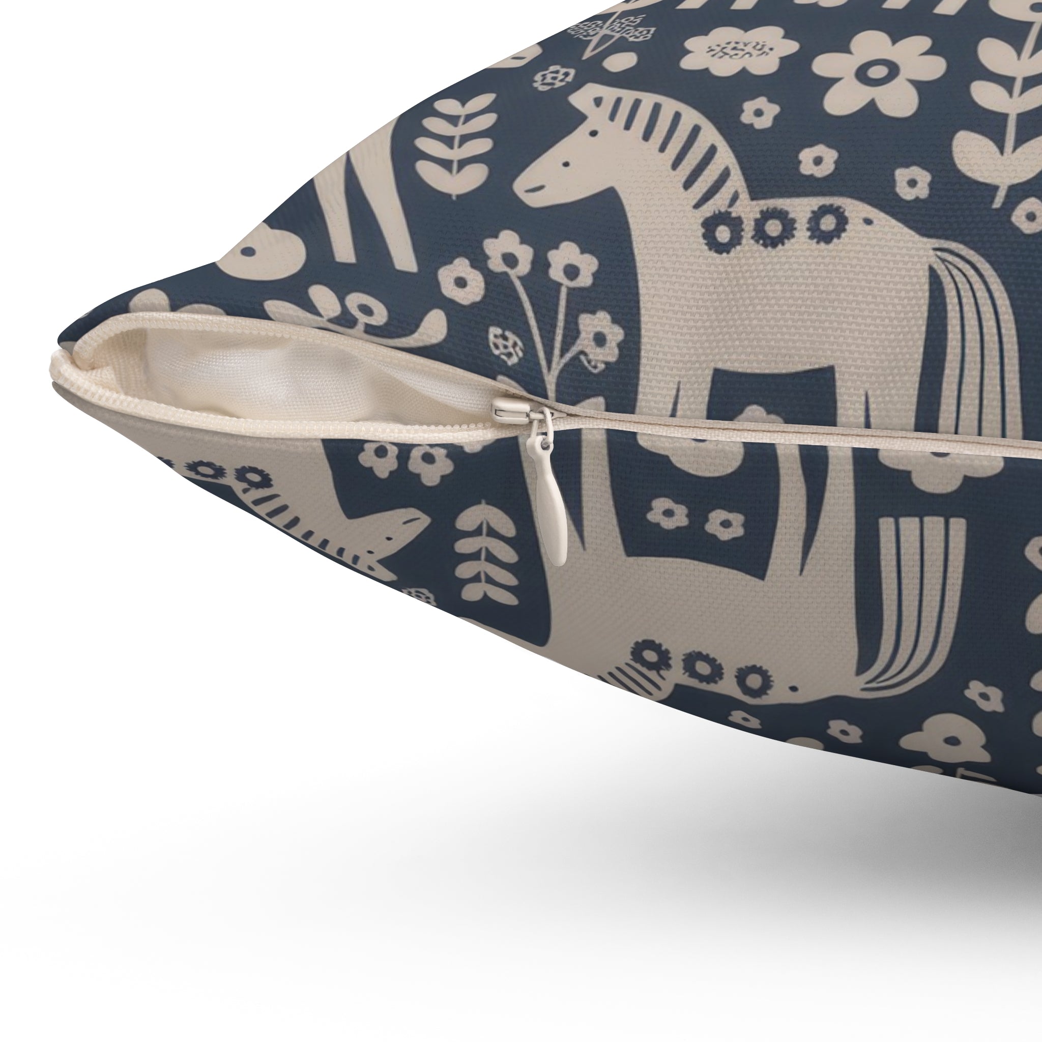 Scandinavian Folk Horses Throw Pillow | Square Pillow with insert