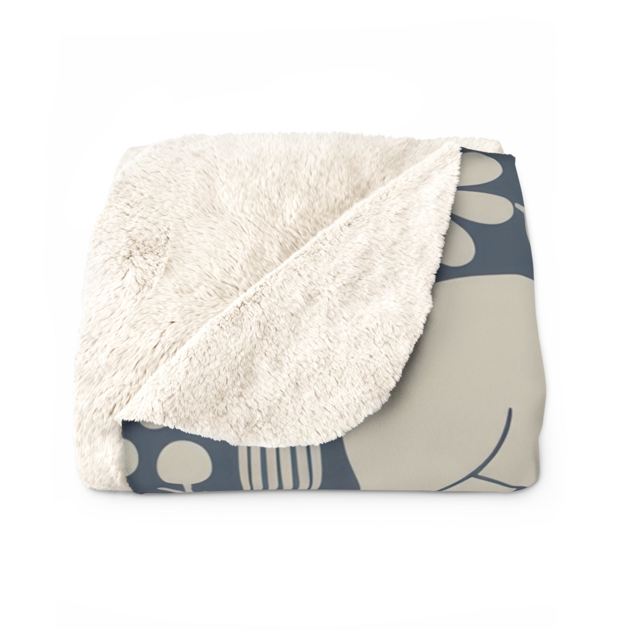 Scandinavian Dala Horse Folk Art Sherpa Fleece Blanket | Nordic Floral Pattern