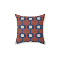 Mid-Century Geometric Pattern Pillow, Retro Terracotta Navy Accent