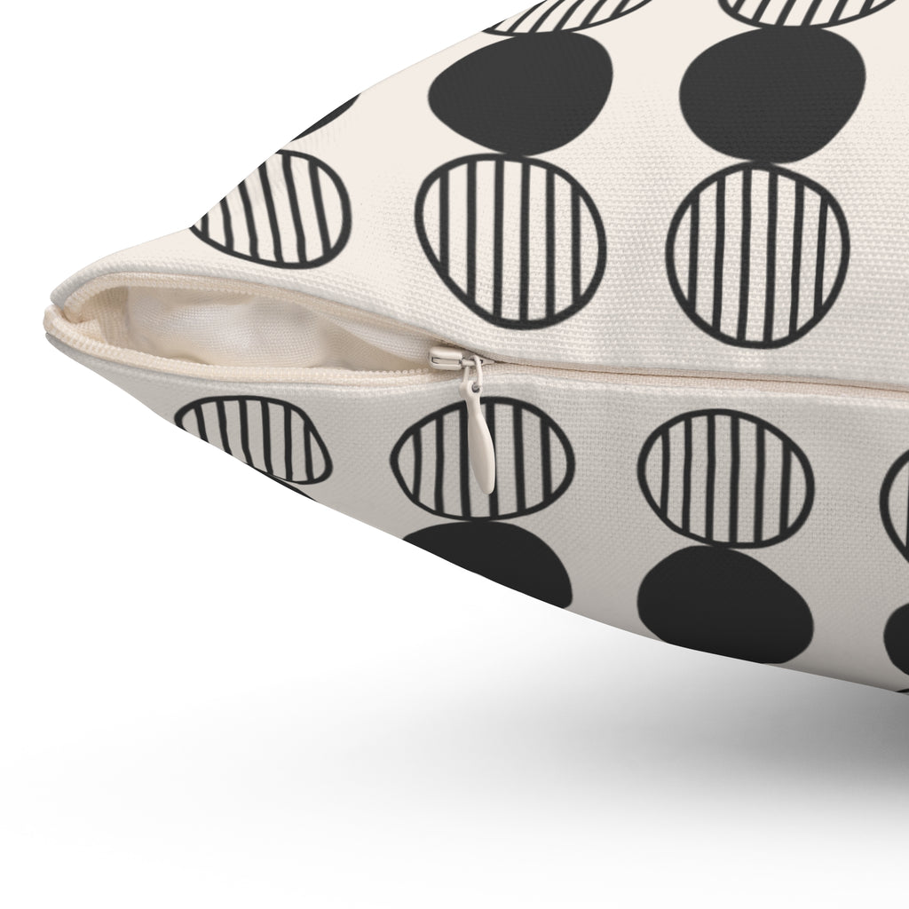 Mid-Century Modern Geometric Throw Pillow, Monochrome Circle Pattern, Modern Sofa Accent
