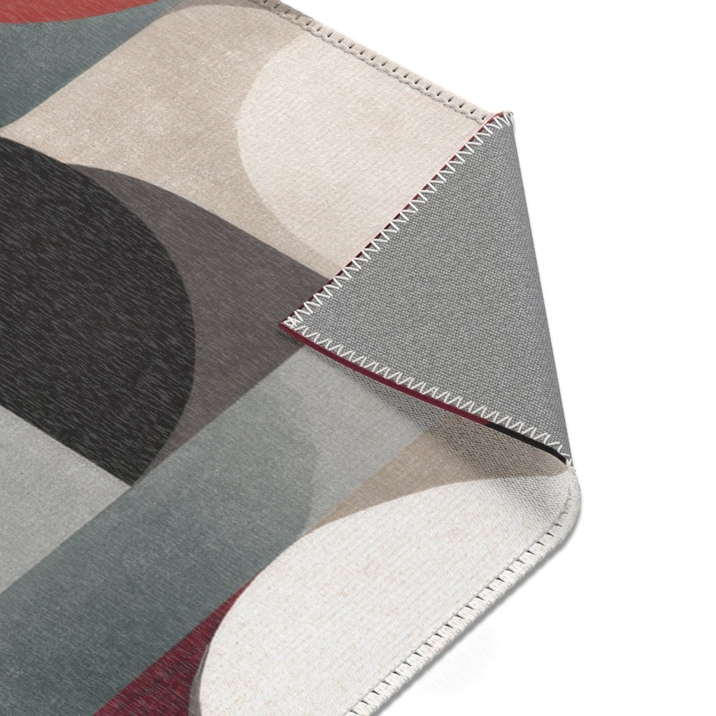 Mid-Century Modern Geometric Area Rug | Bauhaus Circles Pattern