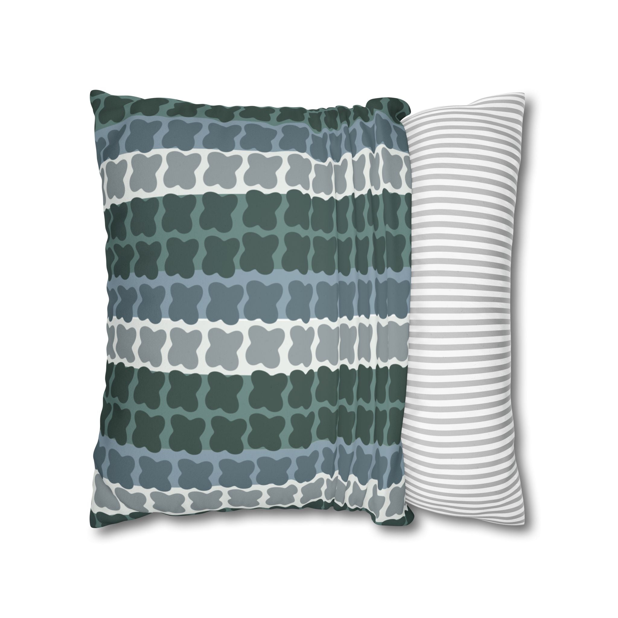 Mid Century Modern Geometric Pillow Cover | 1960s Inspired Retro Green Pattern | Faux Suede MCM Throw Pillow Cover