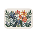 Texas bluebonnet and wildflower memory foam bath mat shown on a white background