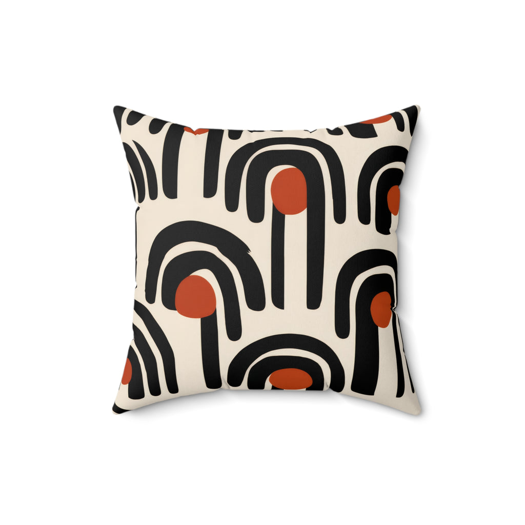 Modern Abstract Arch Pillow | Graphic Mid Century Throw Pillow | Black Terracotta Accent Cushion